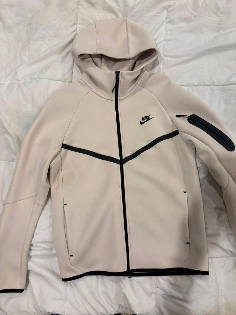 Nike Pale Beige Hooded Full-Zip Utility Jacket with Black Trim